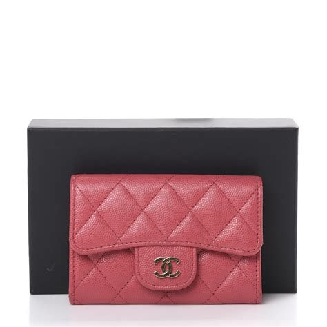 chanel flap card holder pink